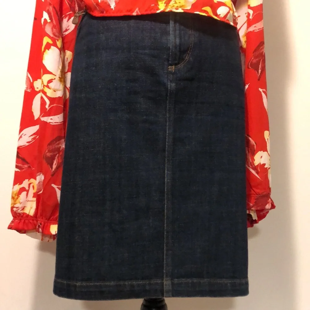 🔵RALPH LAUREN DARK WASH DENIM SKIRT - Picture 13 of 14
